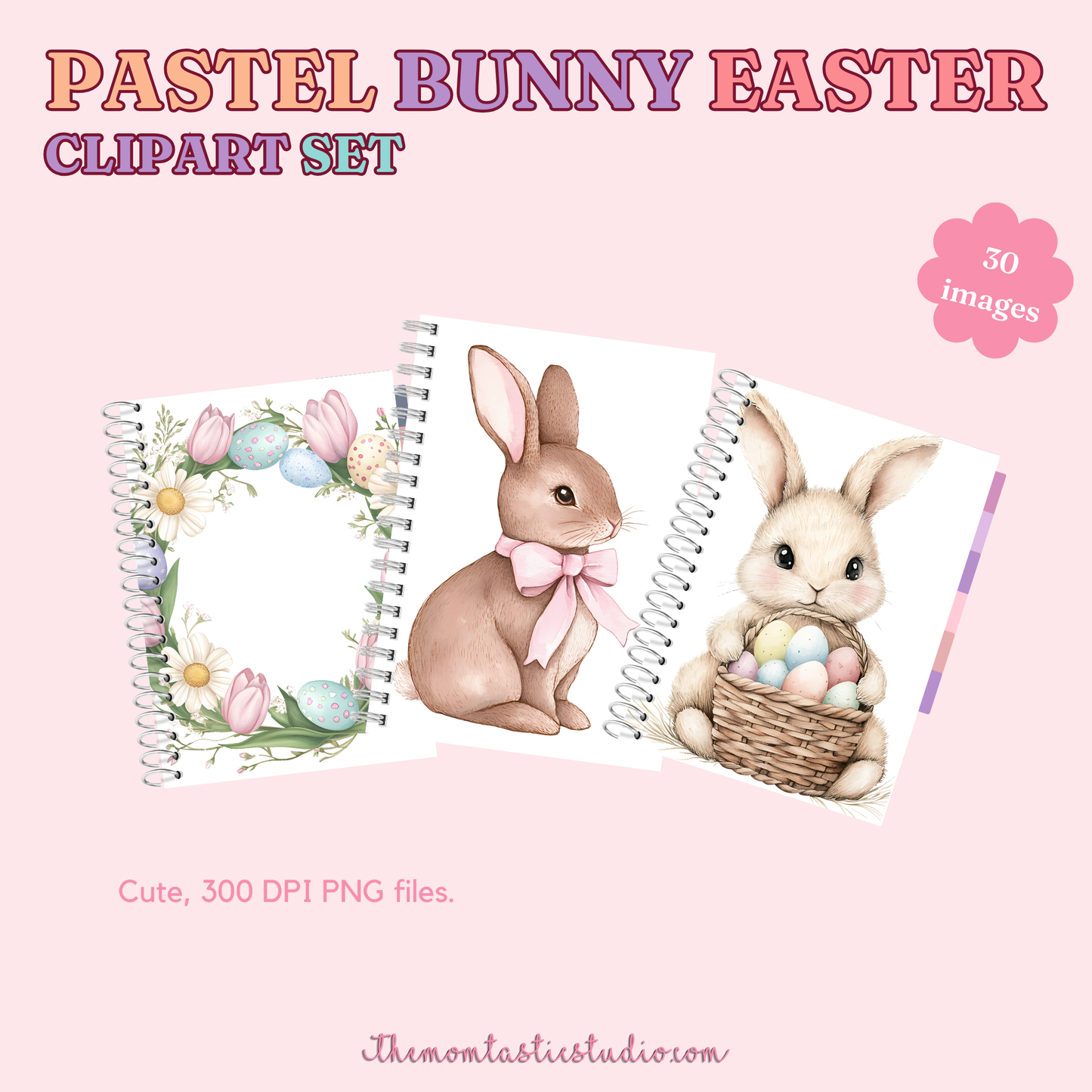 Pastel Bunny Easter Clipart Set – Instant Download – 300 DPI - Commercial Use