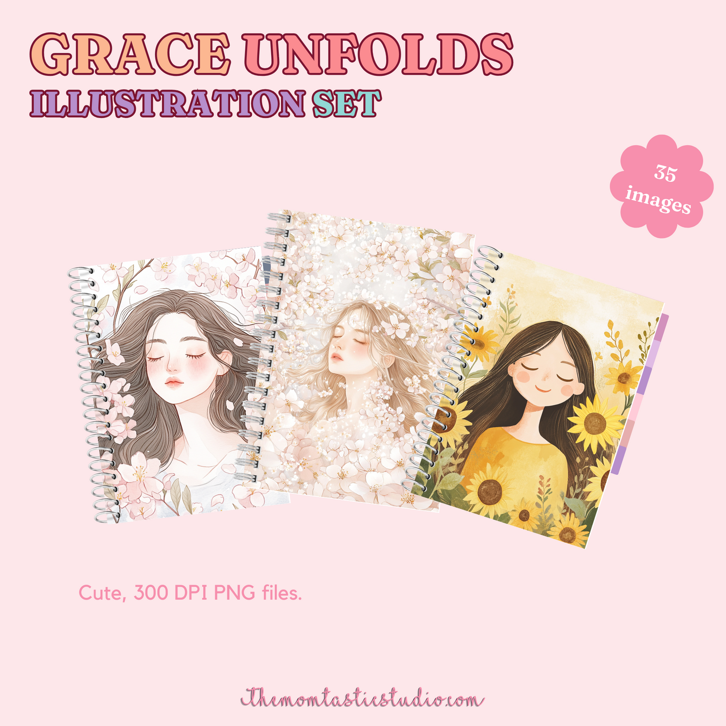 Grace Unfolds Illustration Set - 300 DPI – Instant Download – Commercial Use