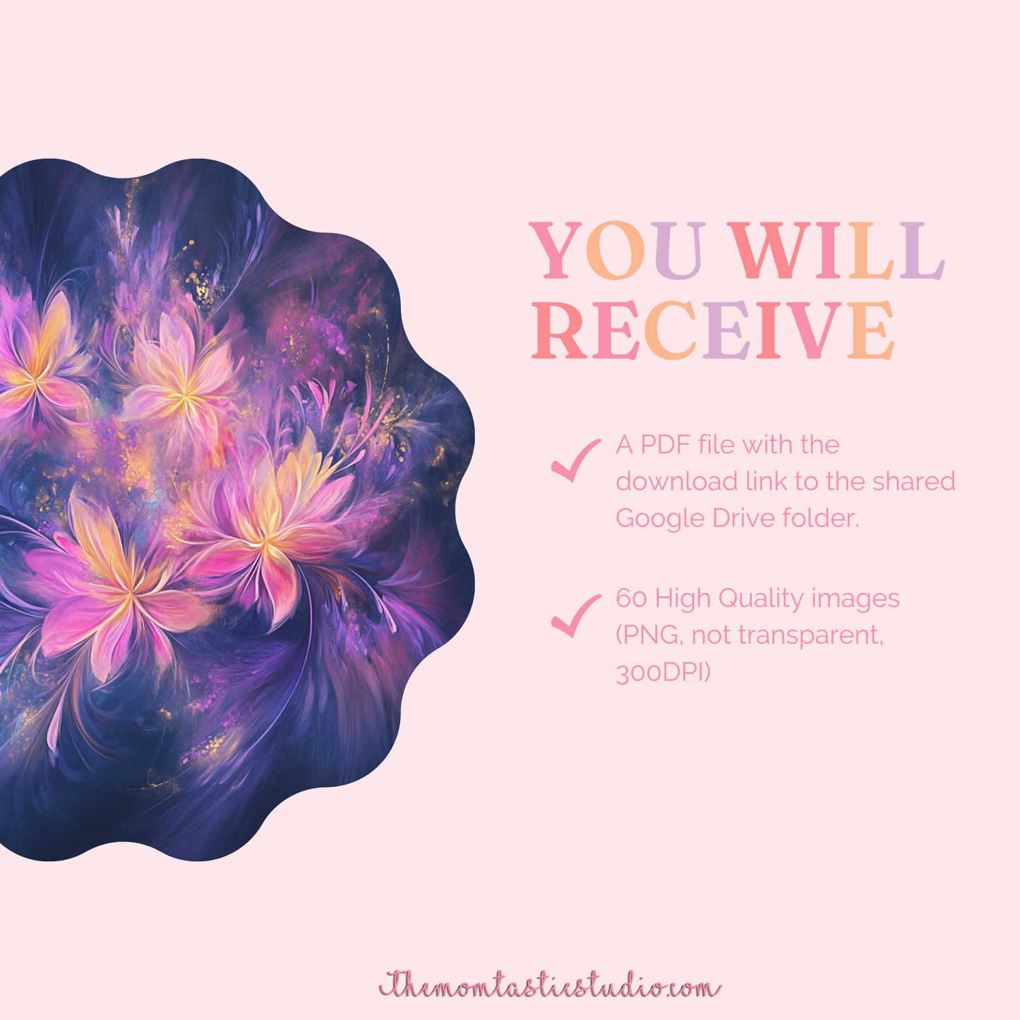 Abstract Floral Explosion Illustration Set - 300 DPI – Instant Download – Commercial Use