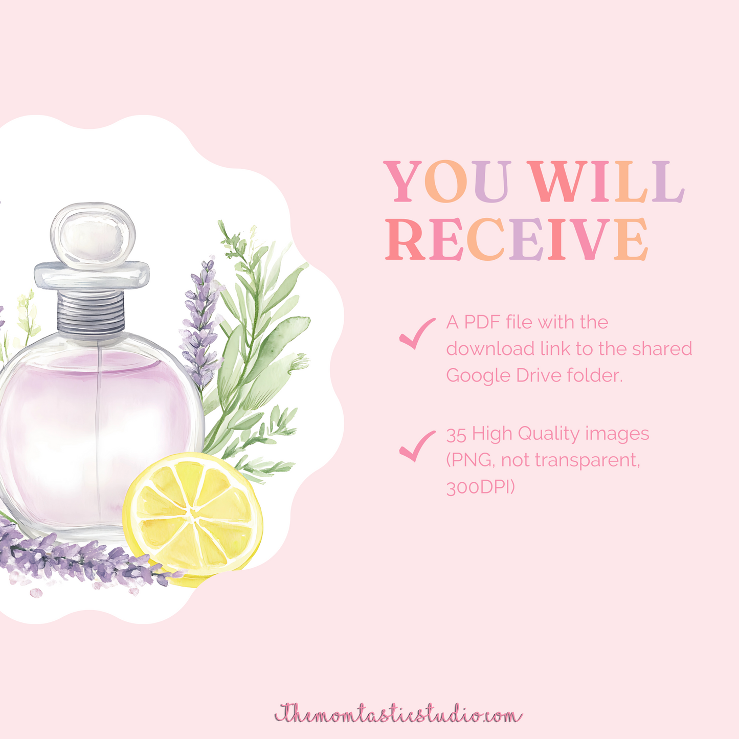 Lavender & Lemons Clipart Set – Instant Download – 300 DPI - Commercial Use