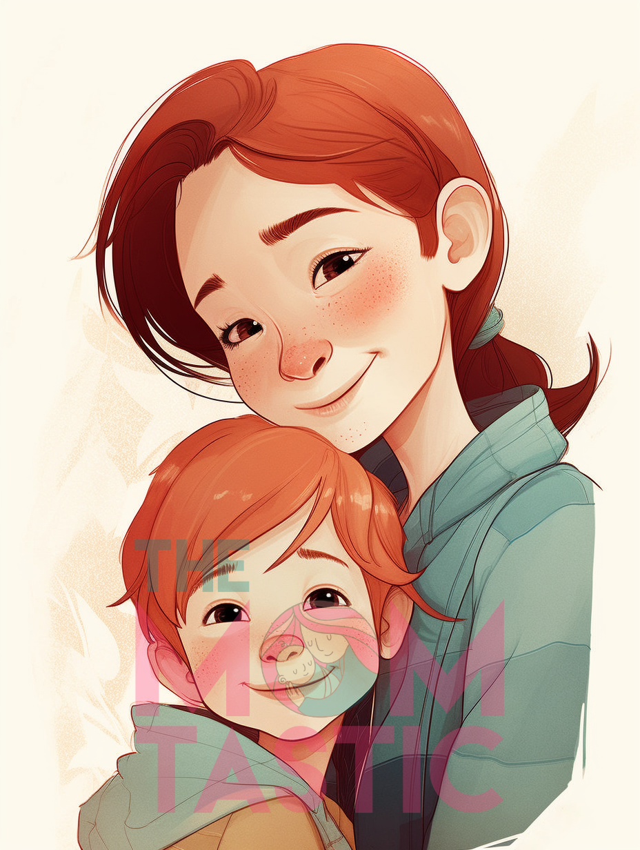 Mom and Child (Set 1 and 2) Digital Illustration for Commercial Use