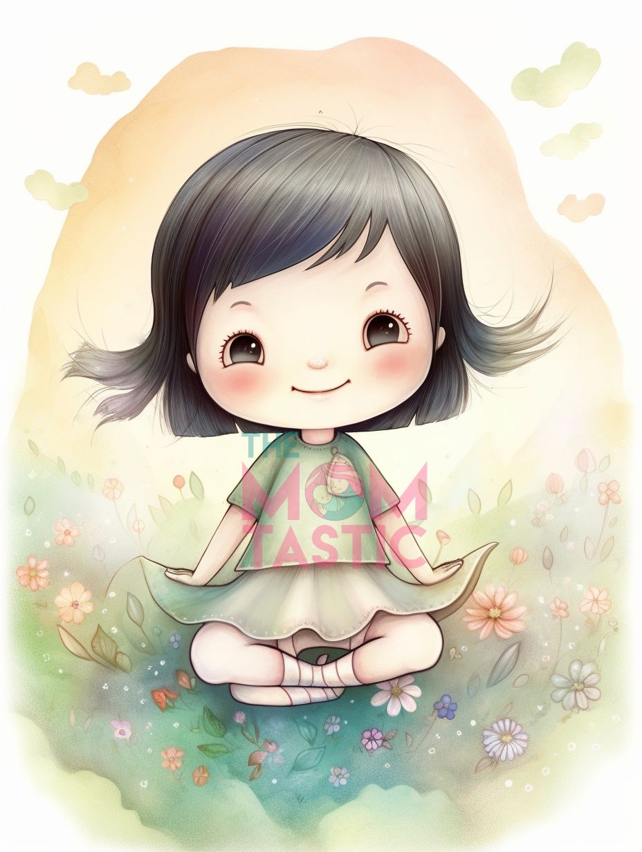 Fairytale Girls Cute Chibi Illustration - Watercolor - Pastel Background - Digital Illustration - for Commercial Use