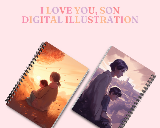 Mother and Son Digital Illustration – Watercolor Scenery - Commercial Use