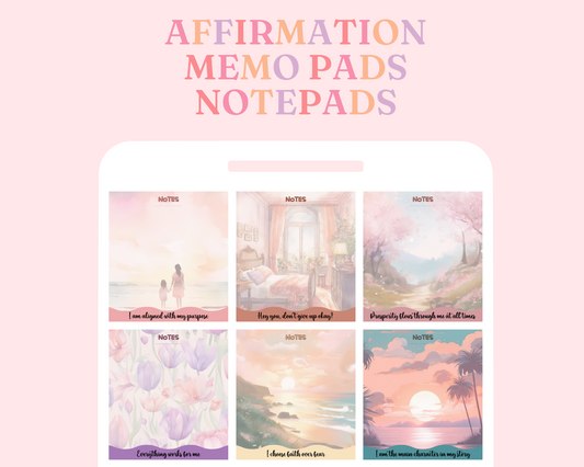 Inspirational Affirmation Memo Pad – Digital Template (3.5x3.5 inches) – Instant Download – Printable Self-Love Notes Commercial Use