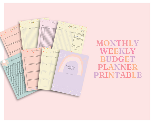 Monthly & Weekly Budget Planner Printable - Canva Editable – Commercial Use – 100-Page PDF File – A4 Size – Cute Pastel Colors – Instant Download