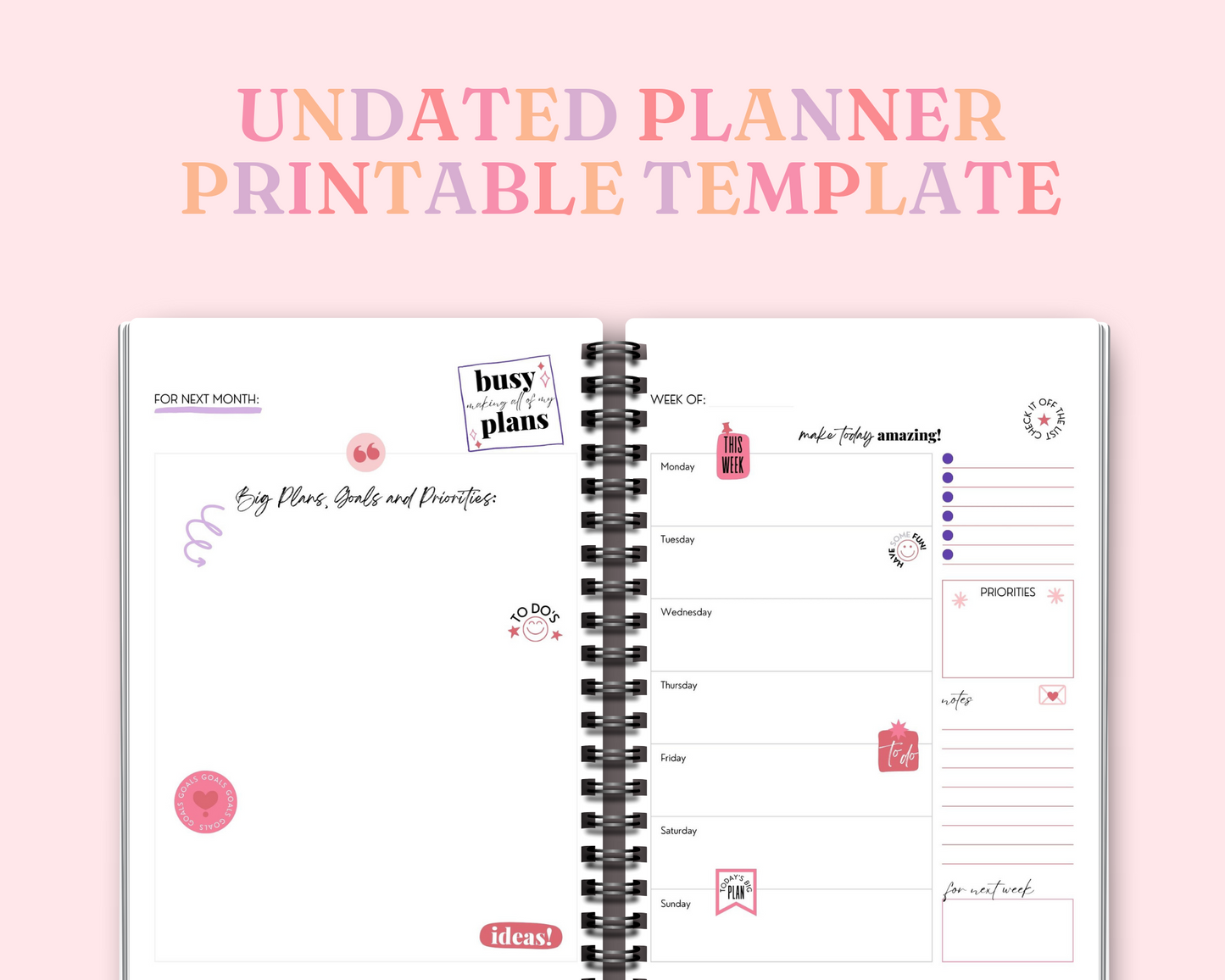 Minimalist Undated Planner - Commercial License - A4 - Canva Template