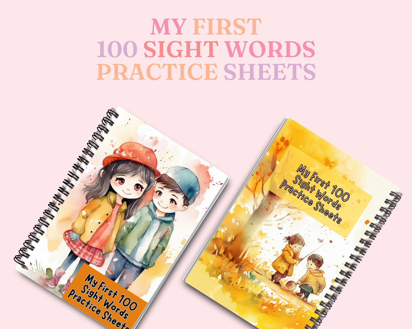 100 Sight Words Practice Worksheets – Canva Editable – Digital Template – 4 Beautiful Covers Included – Engaging Learning Activities – Instant Download – High-Quality Educational Resources