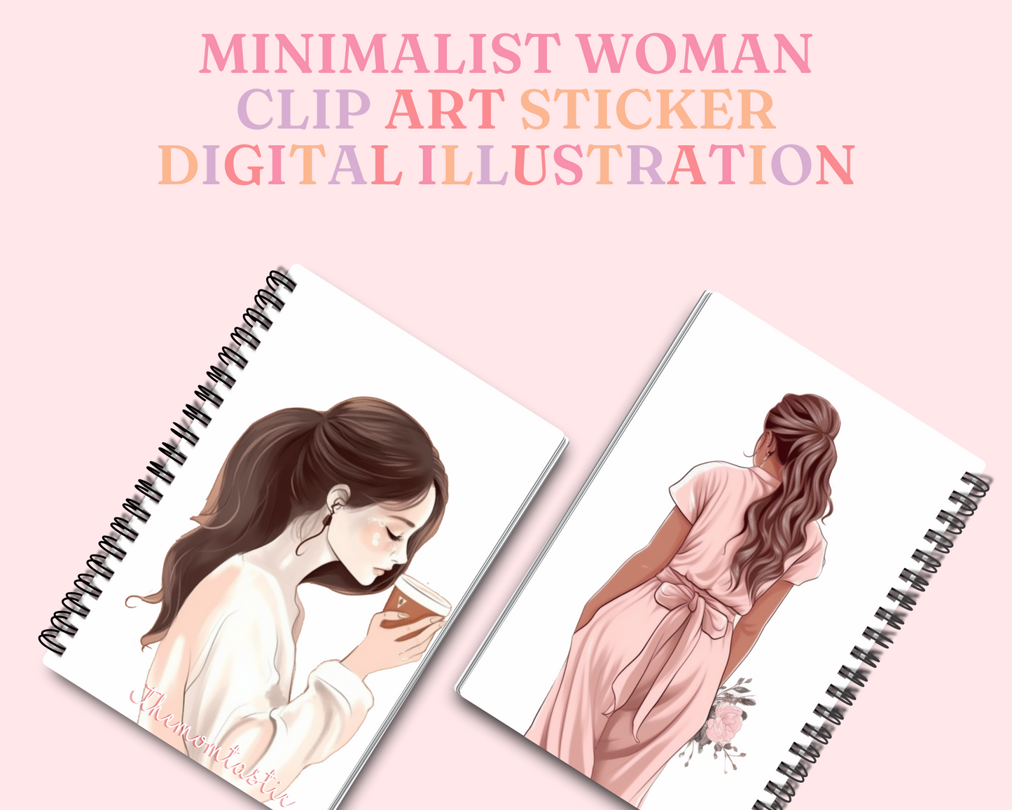 Minimalist Woman Illustration  – Printable – Instant Download – High-Quality PNG - Transparent Background - Commercial Use