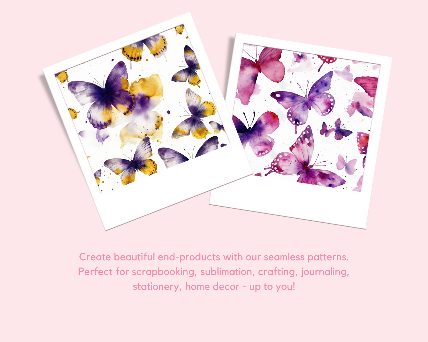 Purple Butterfly Seamless Pattern – Watercolor Pattern – Commercial Use – Pastel Digital Paper – Instant Download – Whimsical & Enchanting Designs