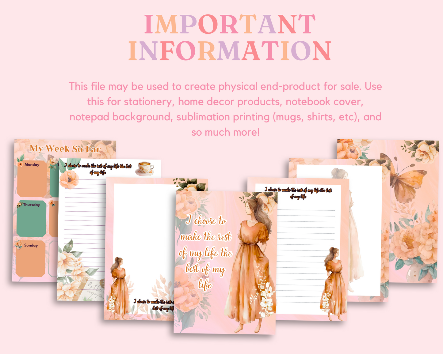 Peachy Dreams Stationery Paper – Memopad, Notepad & Notebook – Commercial Use – Digital Canva Template