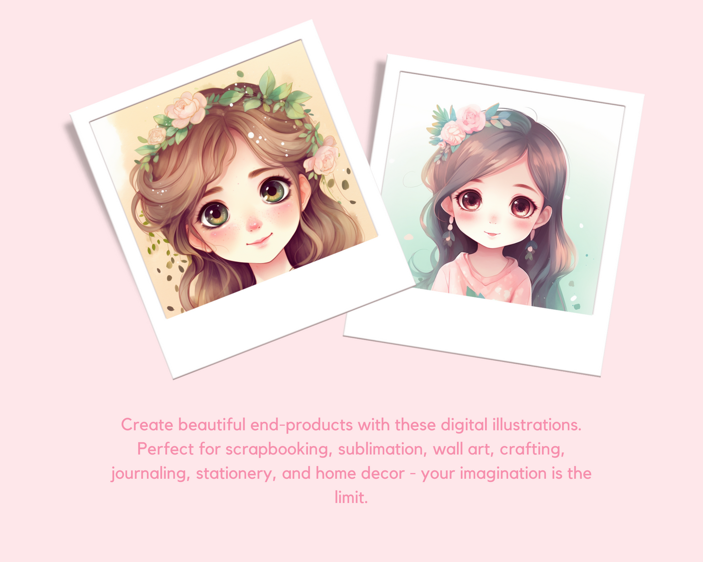 Cute Chibi Girls Digital Illustration, Pastel, Commercial Use - Set 3