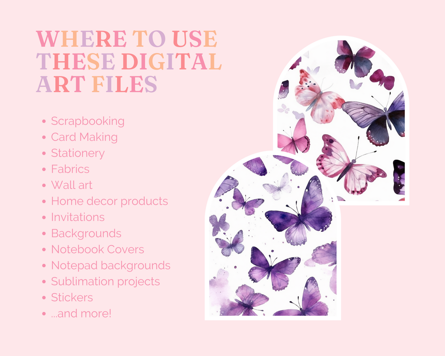 Purple Butterfly Seamless Pattern – Watercolor Pattern – Commercial Use – Pastel Digital Paper – Instant Download – Whimsical & Enchanting Designs