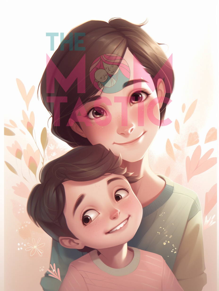 Mom and Child (Set 1 and 2) Digital Illustration for Commercial Use