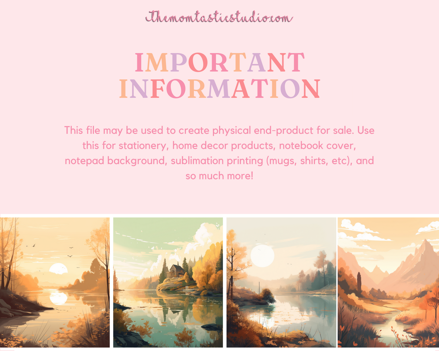 Golden Hues Digital Illustration – Watercolor Scenery – Nature, Pond, Lake, Forest, Mountains – Instant Download – High-Resolution Art – Commercial Use