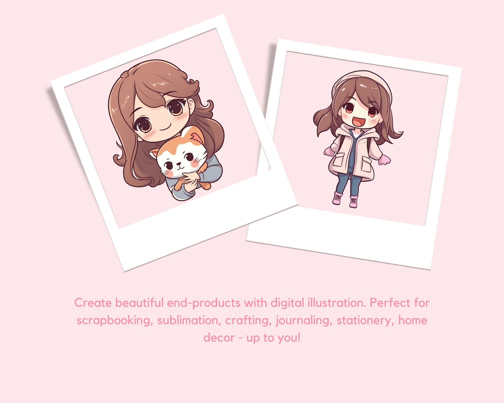 Cute Anime Girl Stickers | Pastel Pink Graphic by aichacreations · Creative  Fabrica