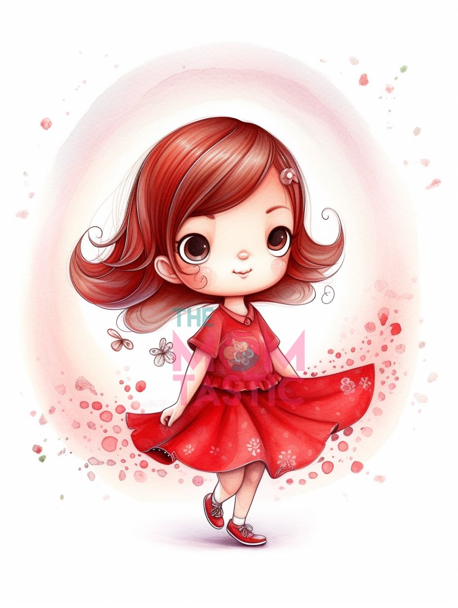Fairytale Girls Cute Chibi Illustration - Watercolor - Pastel Background - Digital Illustration - for Commercial Use