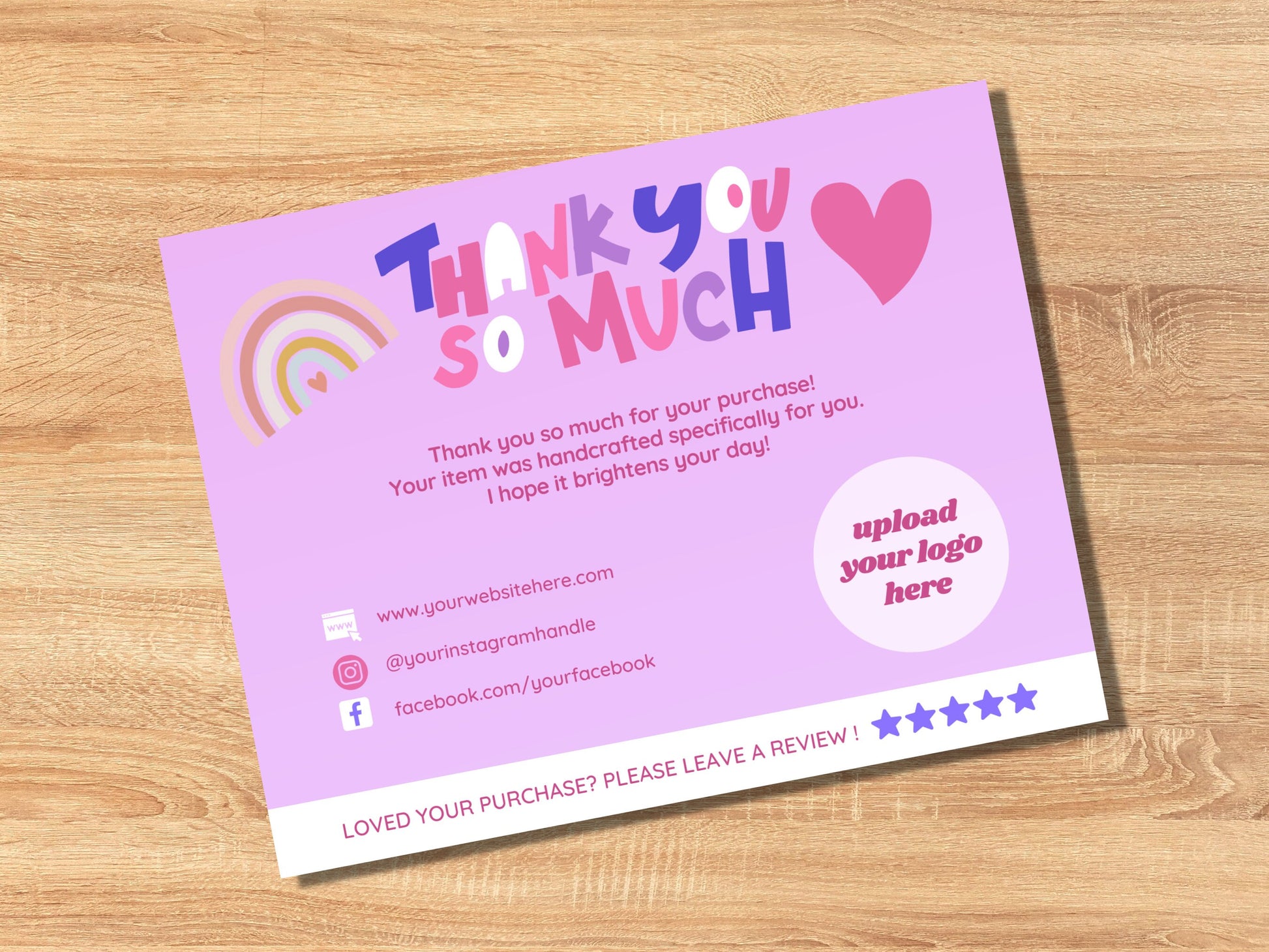 Small Business Thank You Card Canva Editable Template