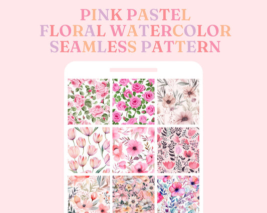 Pink Floral Seamless Pattern, Watercolor Floral Pattern for Commercial Use